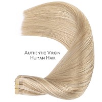 Wennalife Tape In Hair Extensions Human Hair 20Pcs 30G 10 Inch Dirty Blonde Highlighted Bleach Blonde Remy Hair Extensions Stra