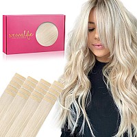 Wennalife Tape In Hair Extensions Human Hair 20Pcs 40G 12 Inch Platinum Blonde Remy Hair Extensions Straight Human Hair Tape In