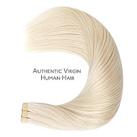 Wennalife Tape In Hair Extensions Human Hair 20Pcs 40G 12 Inch Platinum Blonde Remy Hair Extensions Straight Human Hair Tape In