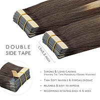 Wennalife Tape In Hair Extensions Human Hair 20Pcs 40G 12 Inch Balayage Chocolate Brown To Dirty Blonde Remy Hair Extensions St