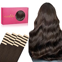 Wennalife Tape In Hair Extensions Human Hair 20Pcs 30G 10 Inch Light Dark Brown Remy Hair Extensions Straight Human Hair Tape I