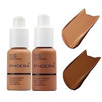 2 Pack Phoera Foundation 108 Tan And 109 Mochaflawless Soft Matte Liquid Foundation 24 Hr Oil Control Concealer Foundation Ma