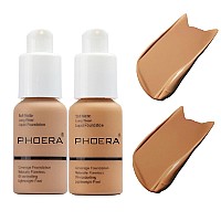 2 Pack Phoera Foundation 105 Sand And 106Warm Sunflawless Soft Matte Liquid Foundation 24 Hr Oil Control Concealer Foundation