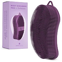 Mainbasics Exfoliating Silicone Body Scrubber Pro 2In1 Shower Scrubber For Body Silicone Loofah And Body Exfoliator Purple