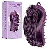 Mainbasics Exfoliating Silicone Body Scrubber Pro 2In1 Shower Scrubber For Body Silicone Loofah And Scalp Massager Purple B