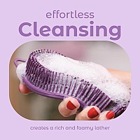 Mainbasics Exfoliating Silicone Body Scrubber Pro 2In1 Shower Scrubber For Body Silicone Loofah And Scalp Massager Purple B