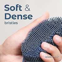 Mainbasics Exfoliating Silicone Body Scrubber Pro 2In1 Shower Scrubber For Body Silicone Loofah And Body Exfoliator Dark Blu