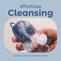 Mainbasics Exfoliating Silicone Body Scrubber Pro 2In1 Shower Scrubber For Body Silicone Loofah And Body Exfoliator Dark Blu