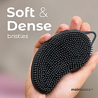 Mainbasics Exfoliating Silicone Body Scrubber Pro 2In1 Shower Scrubber For Body Silicone Loofah And Body Exfoliator Black B