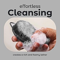 Mainbasics Exfoliating Silicone Body Scrubber Pro 2In1 Shower Scrubber For Body Silicone Loofah And Body Exfoliator Black B