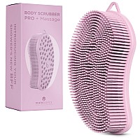 Mainbasics Exfoliating Silicone Body Scrubber Pro 2In1 Shower Scrubber For Body Silicone Loofah And Body Massager Pale Pink