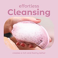 Mainbasics Exfoliating Silicone Body Scrubber Pro 2In1 Shower Scrubber For Body Silicone Loofah And Body Massager Pale Pink