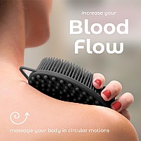 Mainbasics Exfoliating Silicone Body Scrubber Pro 2In1 Shower Scrubber For Body Silicone Loofah And Body Massager Black Bod