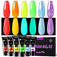 Ur Sugar Fall Winter Poly Extension Gel Nail Set 6 Colors Maple Pumpkin Burnt Orange Yellow Red Glitter Autumn Poly Nail Gel Po