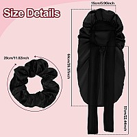 Plumxue Long Silksatin Hair Bonnet Extra Large Sleeping Cap For Women Braid Curly With Adjustable Tie Band And Scrunchies Bl