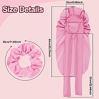 Plumxue Long Braids Silk Bonnet Extra Large Satin Sleeping Hair Cap For Women Curly With Adjustable Tie Band And Scrunchies P