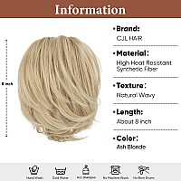 Cjl Hair Claw Clip Short Ponytail Hair Extensions Bendable Metals Messy Bun Hair Piece Wavy Curly Fake Hairpieces White Blonde