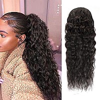 100 Human Hair Drawstring Ponytail Extension Water Wave In Natural Color 1B Corn Wave Ponytail Clip In Extensions For Black Wom