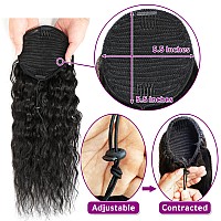 100 Human Hair Drawstring Ponytail Extension Water Wave In Natural Color 1B Corn Wave Ponytail Clip In Extensions For Black Wom