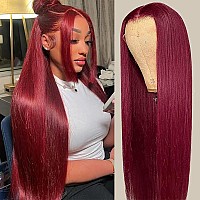 Dixtefo 99J Burgundy Lace Front Wigs Human Hair 13X6 Hd Glueless Straight Lace Frontal Wigs 99J 220 Density Brazilian Virgin Hu