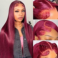 Dixtefo 99J Burgundy Lace Front Wigs Human Hair 13X6 Hd Glueless Straight Lace Frontal Wigs 99J 220 Density Brazilian Virgin Hu