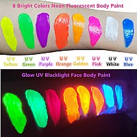 Go Ho Uv Blacklight Neon White Face Body Paintwater Based Bright Color Neon Fluorescent Body Paint With Cushion Applicatorglow