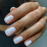 White Press On Nails Short Fake Nails With Nail Glue Acrylic Square False Nails With Artificial Glossy Designs Short Square Nail