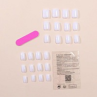 White Press On Nails Short Fake Nails With Nail Glue Acrylic Square False Nails With Artificial Glossy Designs Short Square Nail