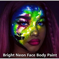 Go Ho Uv Blacklight Neon Yellow Face Body Paintwater Based Bright Color Neon Fluorescent Body Paint With Cushion Applicatorglo