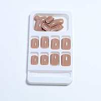 Acrylic Brown Press On Nails Square Fake Nails Short False Nails With Artificial Glossy Designs Acrylic Short Square Nails Full