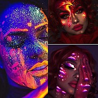 Go Ho Uv Blacklight Neon Gold Face Body Paintwater Based Bright Color Neon Fluorescent Body Paint With Cushion Applicatorglow