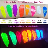 Go Ho Uv Blacklight Neon Hot Pink Face Body Paintwater Based Bright Color Neon Fluorescent Body Paint With Cushion Applicatorg