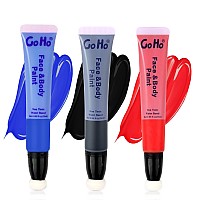 Go Ho Red Black And Royal Blue Face Paintcream Water Based Washable Body Paint 4Th Of July Outfits For Womenhypoallergenic Hal