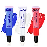 Go Ho Red White And Blue Face Body Paint Stickwater Based Cream Washable Face Paint Clown Makeupeasy To Use With Cushion Appli