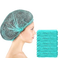 100 Pieces Hair Caps 21 Inch Nonwoven Caps Hair Net Elastic Cap Head Hair Cover Hats For Cosmetics Beauty Salon Green