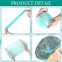 100 Pieces Hair Caps 21 Inch Nonwoven Caps Hair Net Elastic Cap Head Hair Cover Hats For Cosmetics Beauty Salon Green