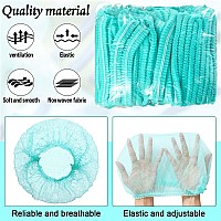 100 Pieces Hair Caps 21 Inch Nonwoven Caps Hair Net Elastic Cap Head Hair Cover Hats For Cosmetics Beauty Salon Green