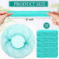 100 Pieces Hair Caps 21 Inch Nonwoven Caps Hair Net Elastic Cap Head Hair Cover Hats For Cosmetics Beauty Salon Green