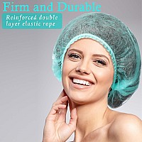 100 Pieces Hair Caps 21 Inch Nonwoven Caps Hair Net Elastic Cap Head Hair Cover Hats For Cosmetics Beauty Salon Green