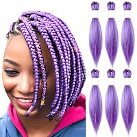 Kavsorapi Light Purple Braiding Hair 10 Inch Pre Stretched Hair Colored Short Straight Crochet Braids Yaki Texture Synthetic Fib