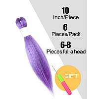 Kavsorapi Light Purple Braiding Hair 10 Inch Pre Stretched Hair Colored Short Straight Crochet Braids Yaki Texture Synthetic Fib