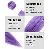 Kavsorapi Light Purple Braiding Hair 10 Inch Pre Stretched Hair Colored Short Straight Crochet Braids Yaki Texture Synthetic Fib