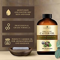 Handcraft Blends Organic Castor Oil With Rosemary And Peppermint Hair Treatment 100 Pure Natural Premium Grade For Hair Gr