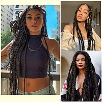 4 Pre Stretched Braiding Hair 8 Packs Pre Feathered Braid Hair Extensions 36 Inches Kanekalon Hair Braids