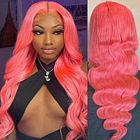 Pink Lace Front Wig Human Hair 12A Colored Lace Front Wigs Human Hair 180 Density Pink Frontal Wig Human Hair 13X4 Hd Lace Fro