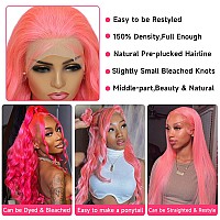 Pink Lace Front Wig Human Hair 12A Colored Lace Front Wigs Human Hair 180 Density Pink Frontal Wig Human Hair 13X4 Hd Lace Fro