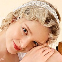 Mhdgg Pearl Headbands For Women Pearls Fashion Headbands White Artificial Pearl Rhinestones Hairbands Bridal Hair Hoop Party Wed