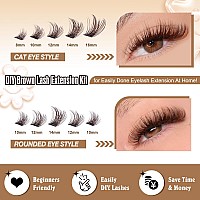 Lash Extension Kit Brown Lash Clusters With Brown Bond And Seal Diy Eyelash Extension Kit Natural Look 816Mm Lash Clusters Kit