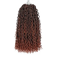 Aipin Faux Goddess Locs Crochet Hair 18 Inch River Locs Boho Hippie Locs Wavy Crochet With Curly Hair In Middle And Ends Braids