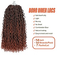 Aipin Goddess Locs Crochet Hair 14 Inch River Locs Boho Hippie Locs Wavy Crochet With Curly Hair In Middle And Ends Braids Hair